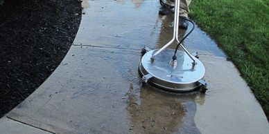 Sidewalk surface cleaner pressure washing close up